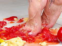 German Food Feet Crunch Fetisch porn with sexy student teen