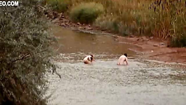 Renee Zellweger Swimming in The Creek