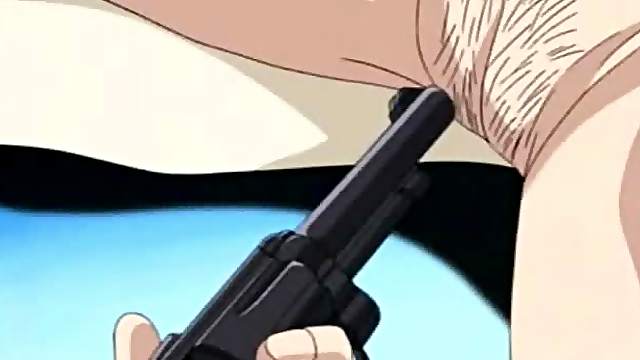 Police woman hentai gets assfucked with gun in her pussy
