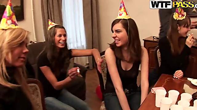 Horny babes came to the birthday party with only one goal