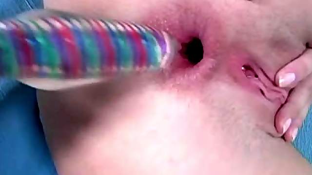 Misty Mild slams her pussy and asshole with a dildo