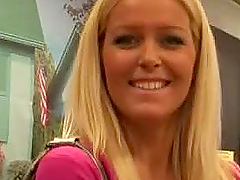 Sophie Moone the cute blonde walks around the mall