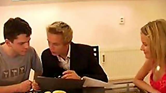 Blonde Teen and Horny Twink Share a Facial in a Hot Bisexual Threesome