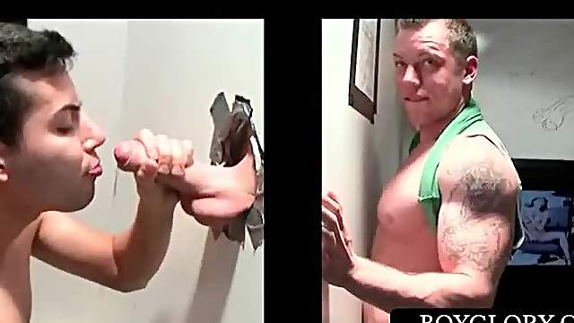 Teen gay sucking straight dick on gloryhole