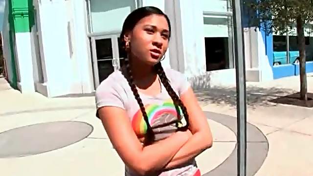 Cute teen babe gets picked up for sex in the bus