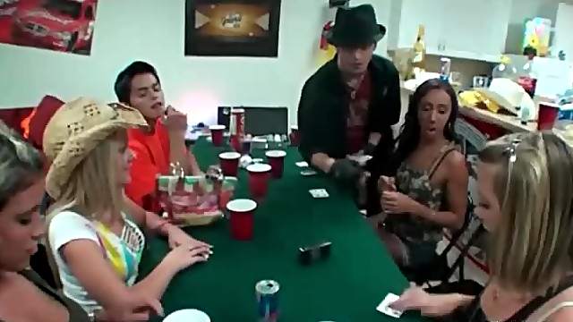 College party with teens drinking and playing sex games