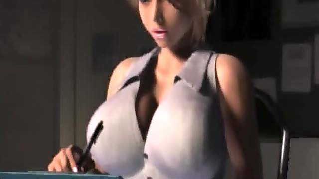 Sexy anime girl in big tits blows a giant cock