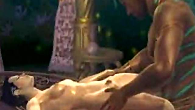 Erotic animation with sexy human in a group sex with alliens
