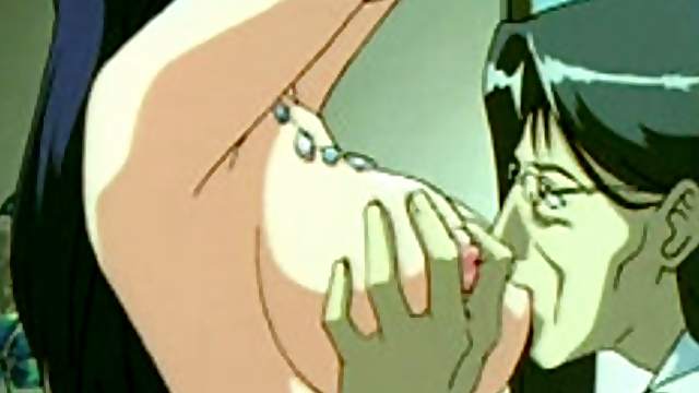 Busty hentai gets squeezed and licked her bigboobs by naughty doctor