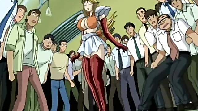 Busty hentai maid gets squeezed her bigtits