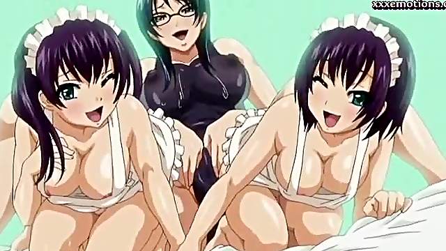 Horny anime nurses getting cumshot