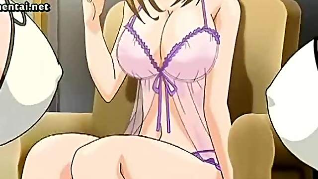 Anime babe rubbing big penis