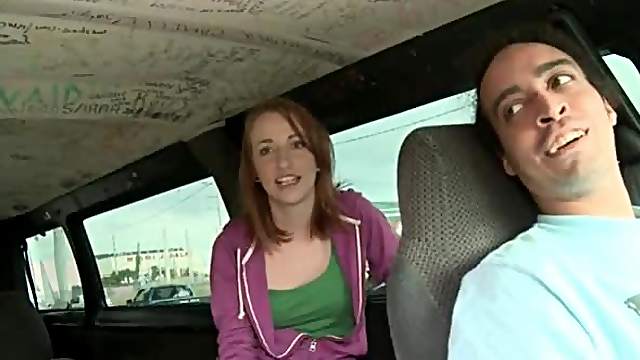 Teen redhead girl wants to gets slutty in the sex bus