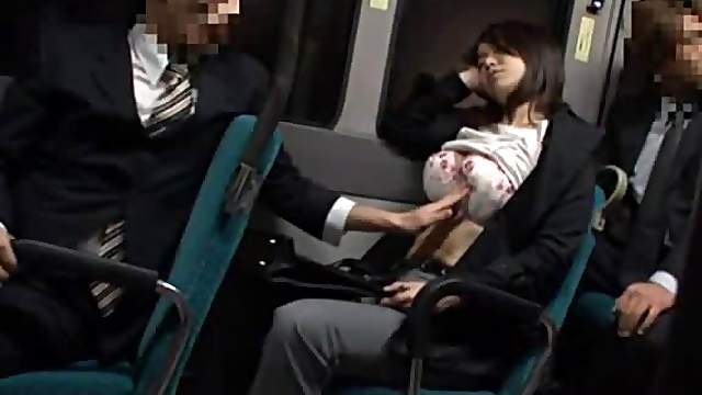 Sleepy Momo Ogura gets fucked in a bus in public