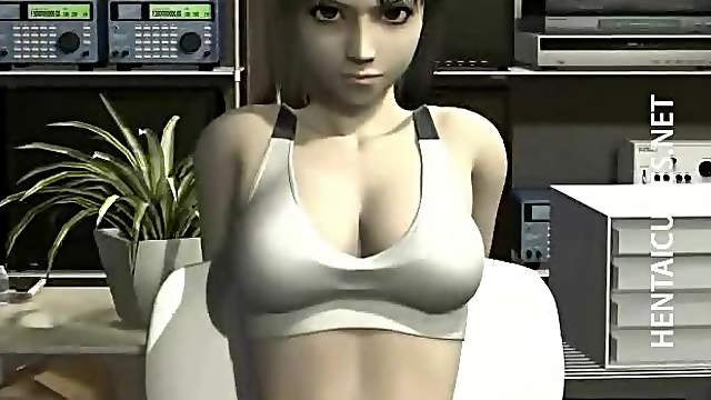 Busty 3D hentai girl licking dick