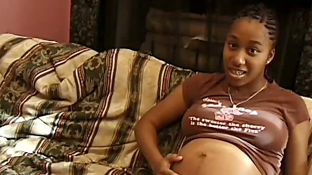 Teen Black Preggo Showing Her Belly