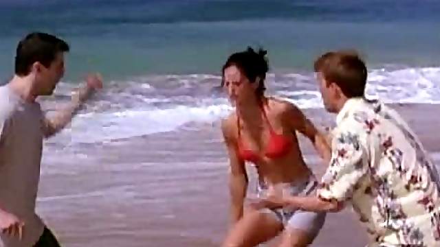 Sensual Brunette Courteney Cox Shows Her Rack In a Sexy Red Bikini