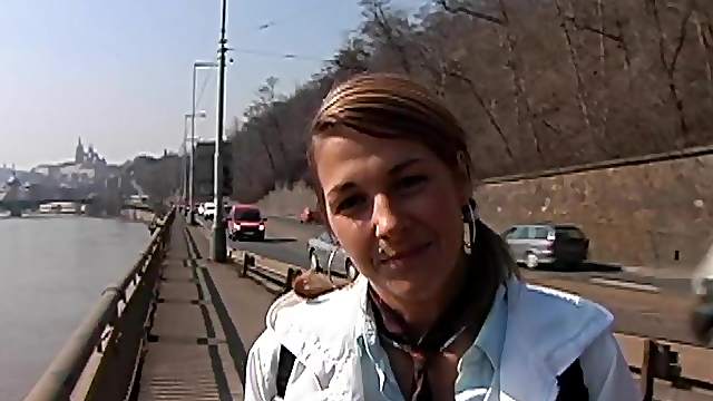 Sexy girl wants to suck your cock on the bridge