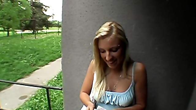 Blowjob and doggy style with a sexy blondie in public