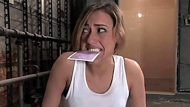 Horny and sexy blond Gwen Diamond is living painful minutes