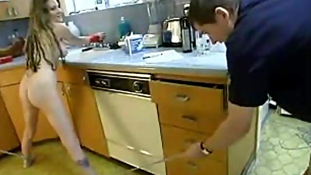 Petite Michelle Monroe gets bound and dominated in a kitchen