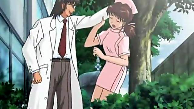 Anime nurse is fucked by a doctor out side of the hospital