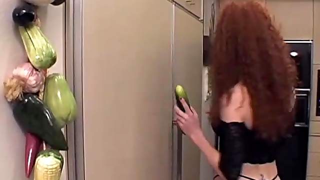 Audrey Hollander stuffs her butt with a cucumber and enjoys anal sex