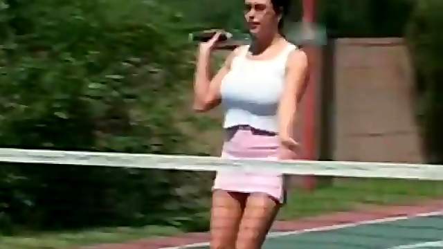 Busty MILF plays tennis and gets fucked doggystyle
