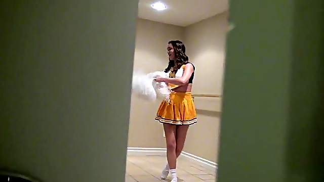 Lewd cheerleader Holly Michaels gets her twat slammed in POV clip