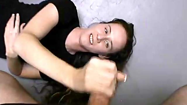 Brown-haired hottie sucks a schlong before taking it in her shaved vag