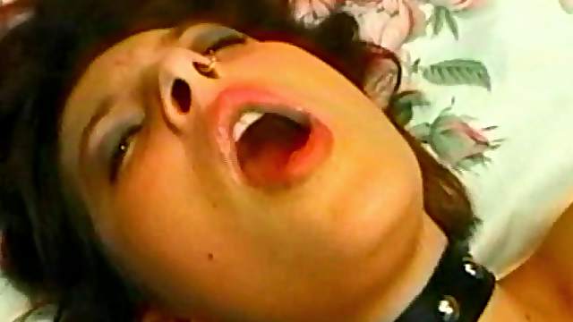 Retro style oral sex with a charming brunette