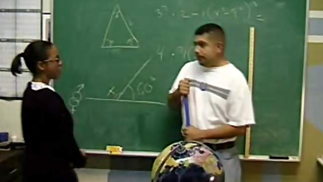 Horny Latina schoolgirl is riding her teacher in class