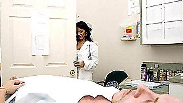 Sensual Latina Nurse With Round Jugs Sucks and Fucks a Patient's Cock