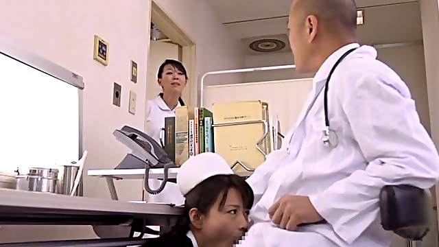 Mature nurse Eriko Miura is giving a blowjob
