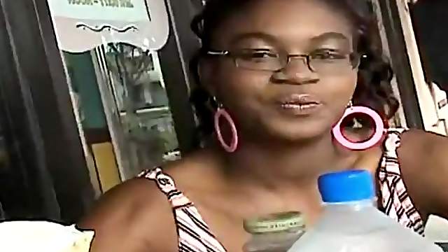 Ebony Honey gives hot blowjob to White dude in POV video