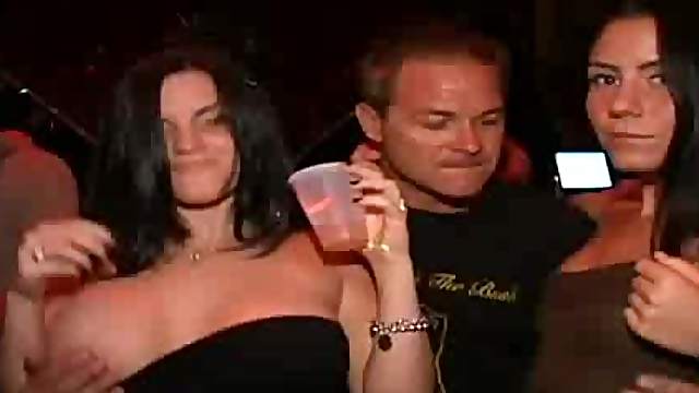 Victoria Lawson gives a terrific blowjob to some man in a club