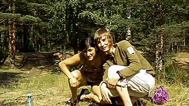 Horny chick Mary has doggy style sex with her BF in the forest