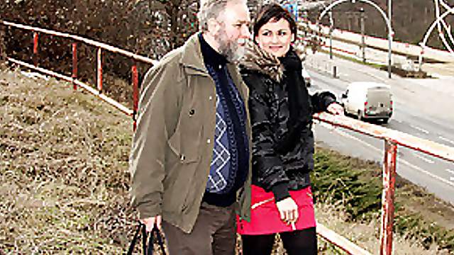 Sinful Brunette Teen Rides an Old Man's Cock In Public Places