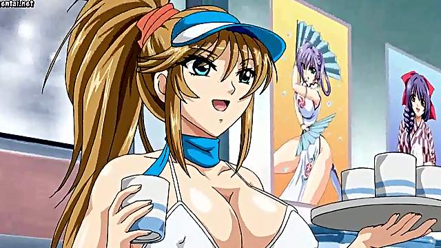 Anime babe gets covered in jizzload