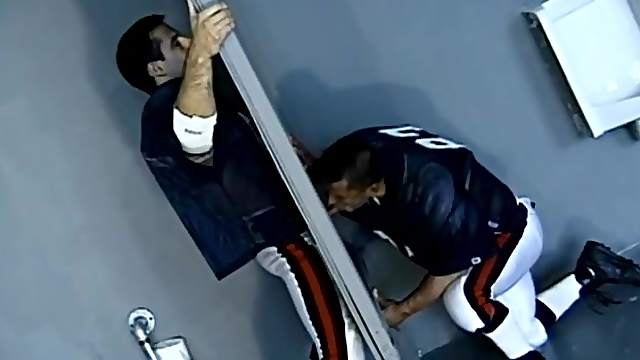Comely gay studs fucking in locker room after game