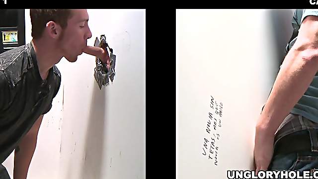 Horny Gay Dude Gives The Hottest Head Through A Gloryhole