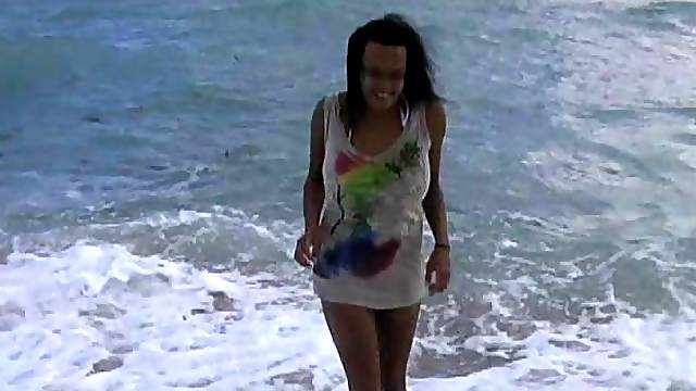 A brunette girl gets fucked from behind in a homemade video
