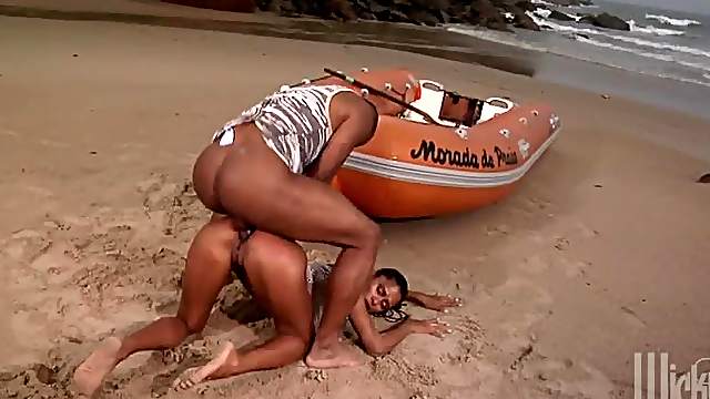 Brazilian Slut Gets Anal Sex Outdoors In The Beach By a Big Black Cock