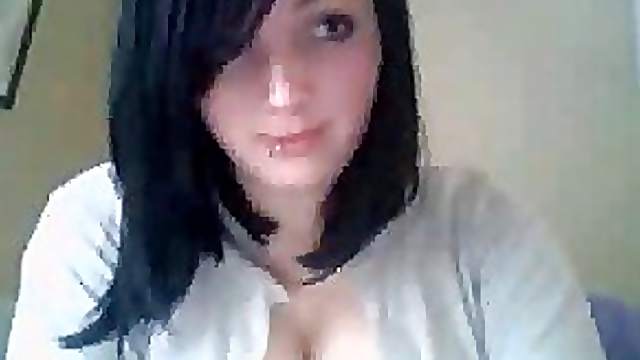 Naturally Busty Amateur Brunette Showing Blowjobing Skills On Webcam