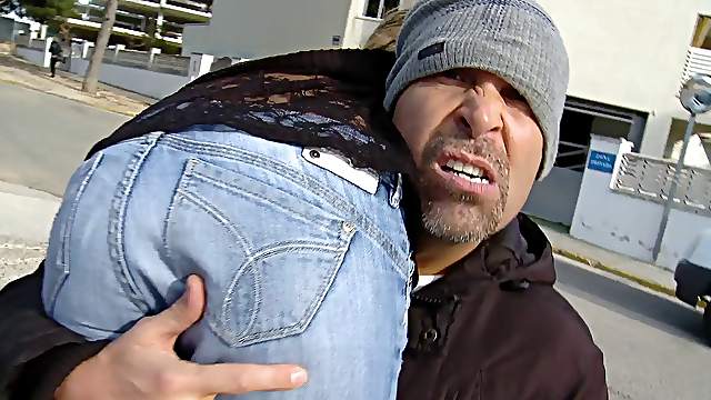 Naughty chick with a nice ass enjoying a hardcore doggy style fuck in public