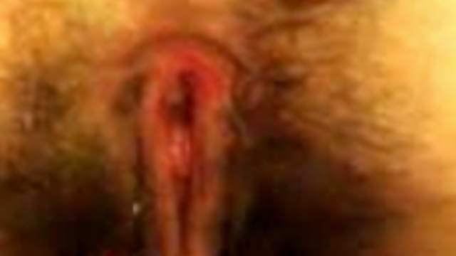 Guy jerks his dick off at the view of his wife's hairy twat