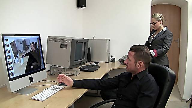 She calls the tech support guy and lets him fuck her