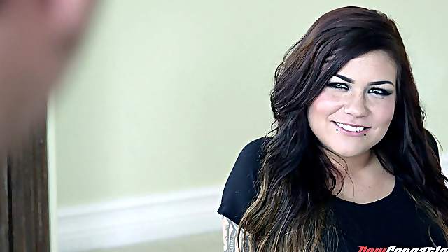 A bad girl with tattoos gets fucks and cums all over his cock