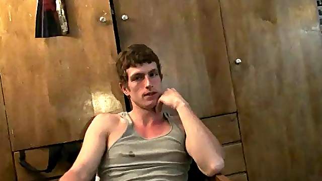 Skinny gay guy with long blonde hair sucking a stranger's cock