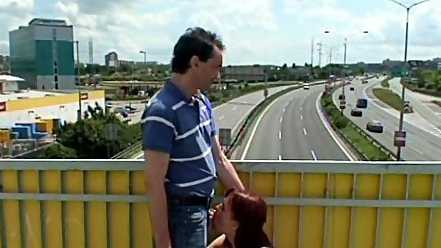 Brilliant blonde does not mind fucking outdoors at the bridge